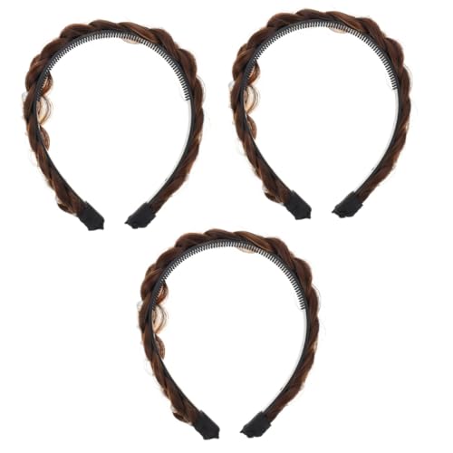 Healeved 3St Zopf Perücke Stirnband schwarze Stirnbänder für Frauen schwarze Frontperücke Haarschmuck Haarband Haargummis Perücken Party Frauen Haarteile Stirnbänder für Damen empfindlich von Healeved