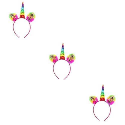 Healeved 3St einhorn haarbänder haarschmuck partyhüte kindergeburtstag haircharm weihnachten lustigt Haarbänder für Mädchen Haargummis für Kinder Haarreifen für Kinder Haarbänder für Kinder von Healeved