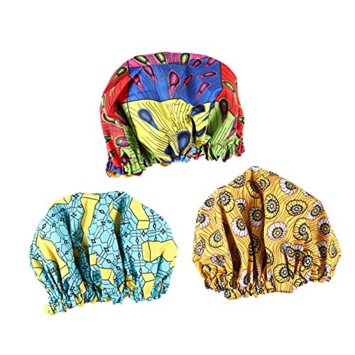Healeved 3stücke Teiliges Verstellbare Satin Schlafmützen Für Junge Mädchen Elastische Haarschutzmütze Mit Buntem Druck Für Zuhause Reisen Und Gesichtswäsche von Healeved
