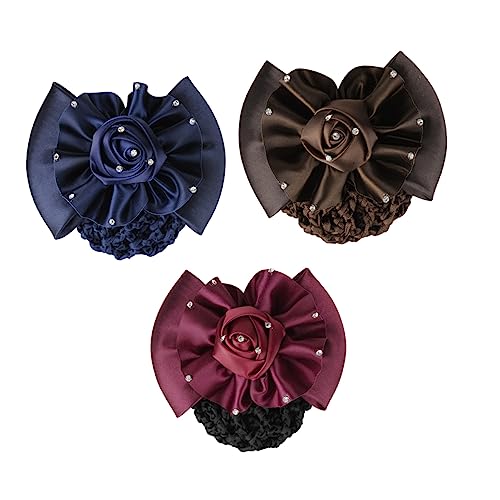 Healeved 3 Stück Dutt Abdeckungen Mit Haarnetzen Für Frauen Haarschmuck Mit Schleife Und Strass Für Ballett Und Formelle Anlässe Stabil Und Langlebig Geeignet Für Dünnes Und Dickes von Healeved
