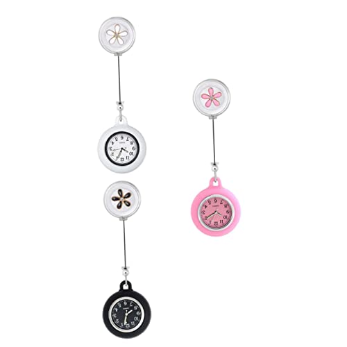 Healeved 3stücke Hängende Taschenuhr Für Krankenschwester Mit Digitaldruck Modische Broschenuhr Einziehbare Uhr Zum Anbringen An Kleidung von Healeved