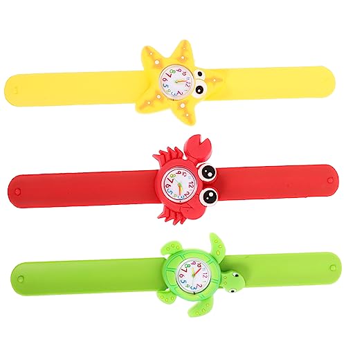 Healeved 3 Stück Kinderuhr Meerestiere Digital Armbanduhr mit Slap Funktion für Jungen und Mädchen Sicherer Kunststoff Cartoon Design Bunt und von Healeved