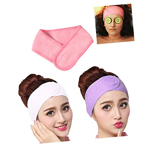 Healeved 3stücke Gesichtsstirnband Aus Baumwolle Stretch-handtuch Mit Klebeband Für Spa Make-up Duschen Lang Breit in Weiß Und Verstellbar Wiederverwendbar von Healeved