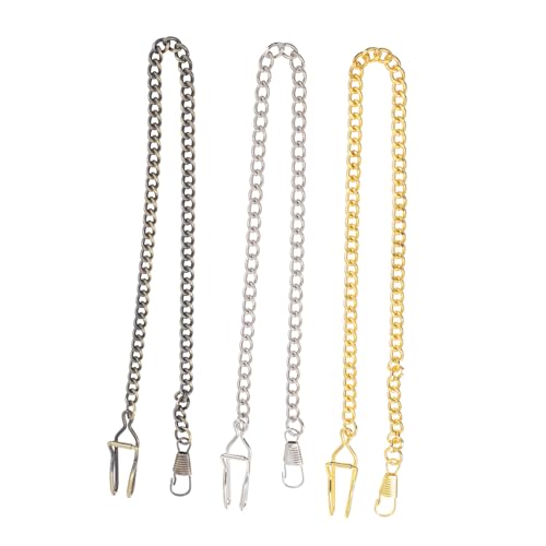 Healeved Taschenuhrkette 3 Stück Aus Metall Vintage Selbstgemacht Lange Kette Für Uhren Halskette Zubehör Antike Design Mit Karabiner Für Herren Und Damen von Healeved