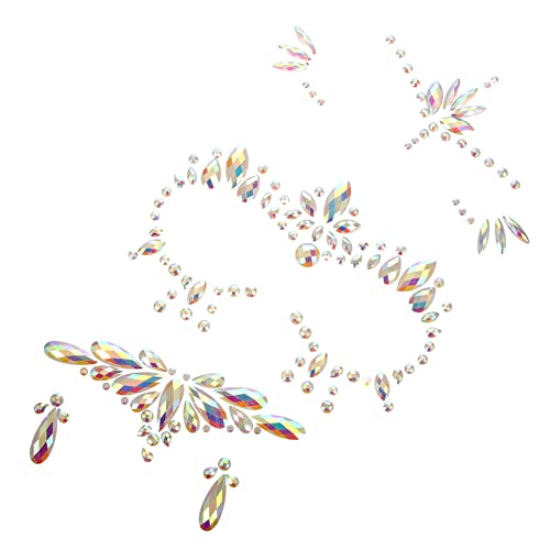 Healeved 3blätter Aufkleber Für Gesicht Dunkeln Leuchten Fluoreszierende Strass-gesichtsaufkleber Grüne Gesichtssteine Für Halloween-partys Und Cosplay-verkleidungen von Healeved