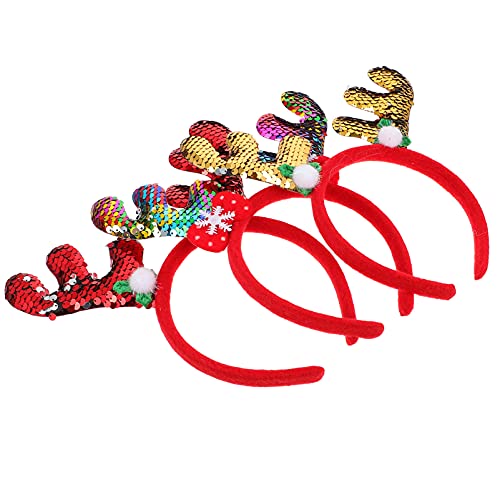 Healeved 3stücke Teiliges Weihnachts-stirnband Mit Glitzergeweih Festliches Haarband Für Partys Cosplay Und Weihnachten Für Erwachsene von Healeved
