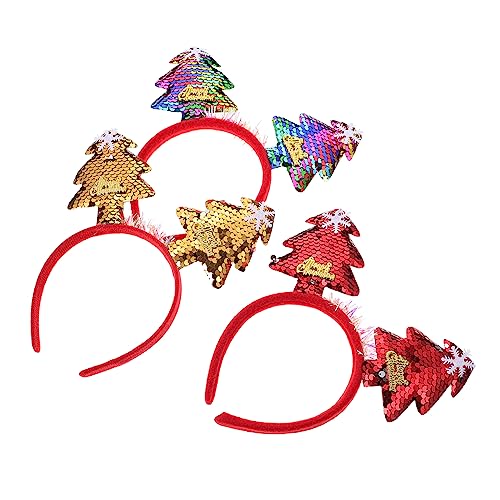 Healeved 3stücke Weihnachts Haarreifen Mit Elastische Haarbänder Für Festliche Anlässe Einschließlich Goldener Und Roter Weihnachtsbaum-designs Für Partys Und Feiern von Healeved