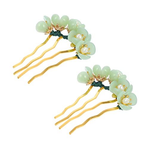Healeved 3er-sets Zarte Jade-haarstäbe Im Chinesischen Stil Haar-accessoire Vintage-haarnadeln Blumenstab Für Frauen 2 Stück * 3 von Healeved