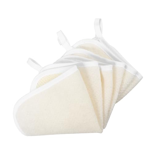 Healeved 3stücke Peeling-waschlappen Aus Nylon Quadratische Badetücher Für Täglichen Gebrauch Schnelltrocknend Mit Kurzen Schlaufen Zum Entfernen Von Abgestorbenen Hautzellen Beige von Healeved
