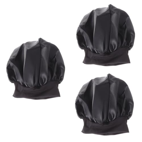 Healeved 3st Breite Seite Haarhaube Aus Seide Schlafende Mütze Schwarze Mützen Für Frauen Lockenhaube Zum Schlafen Beanie-slap-hut Nacht Kopfbedeckung Satinhaube Haarpflege Duschhaube Damen von Healeved