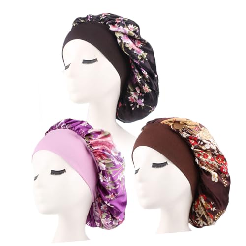 Healeved 3st Duschhaube Schlafen Mit Haarhaube Seidenmütze Zum Schlafen Seidenhaube Für Schlafende Kinder Badehut Damen Hüte Seidenhaube Zum Schlafen Nachtmütze Aus Seide Kaffeehut von Healeved
