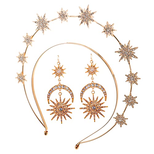 Healeved 3stücke Mond Und Haarband Foto Requisiten Party Favors Tragbare Stirnband Ohrring Decor Haarband Stirnband Sonnenkopfschmuck Dekorative von Healeved
