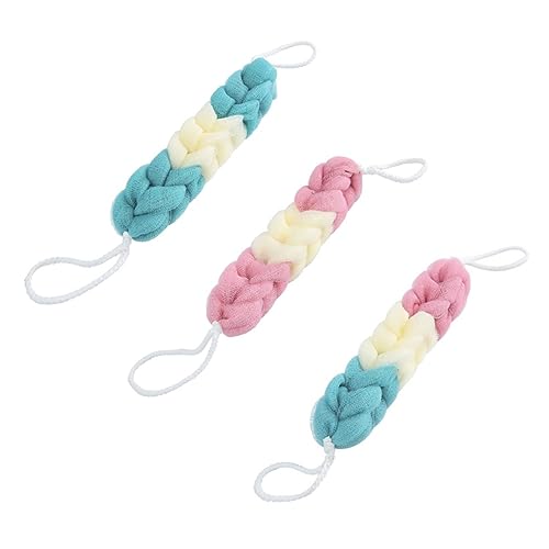 Healeved 3stücke Lange Badestreifen Badeschwamm-handtuch Körperpeeling Badewaschtuch Bade-duschwerkzeug Flexible Pe-materialien Einfache Hautreinigung Riemen-design Zum Aufhängen von Healeved