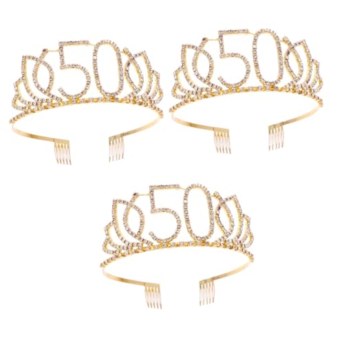 Healeved 3stücke Goldene Geburtstag Für Geburtstagsfeier -rhinestone Krone Mit Haarkämmen Accessoire Für Damen Für Partys Und Besondere Anlässe Healeved 3stücke Goldene Geburtstag Für Geburtstagsfeier -rhinestone Krone Mit Haarkämmen Accessoire Für Damen Für Partys Und Besondere Anlässe von Healeved