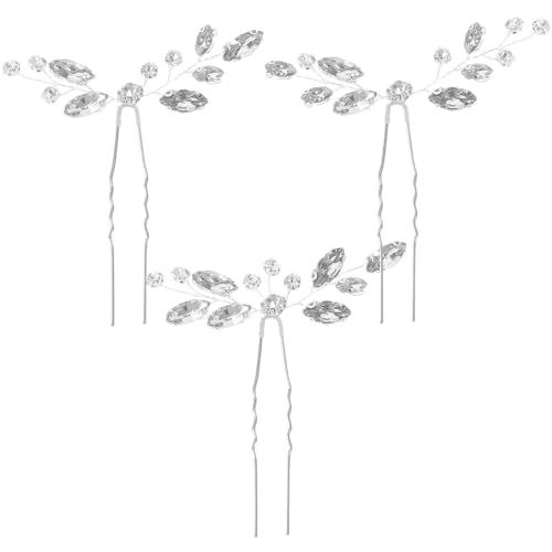 Healeved 3stücke Brautschmuck Haarnadeln Strass Haarschmuck Für Hochzeiten Haarspangen Für Bräute Elastisch Elegantes Design Passend Für Verschiedene Frisuren Und Haarfarben von Healeved