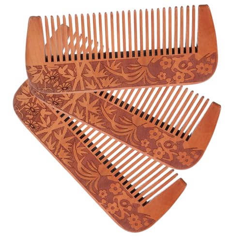 Healeved 3stücke Holzkamm Für Haare Mit Entwirrmustern Kompaktem Design Für Reisen Antistatisch Für Männer Und Frauen Mit Geschnitzten Details Für Kopfhautpflege von Healeved
