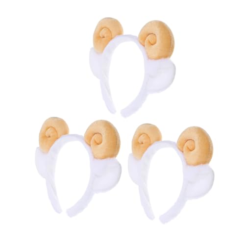 Healeved 3stücke Schafohren Haarreif Mit Hörnern Plüsch Stirnband Tierohren Kopfbedeckung Für Kostüm Halloween Party Geburtstagsgeschenk Verstellbar Weich von Healeved
