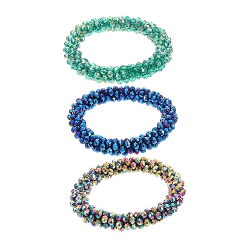 Healeved 3stücke Teilige Pferdeschwanzmanschetten Mit Kristallen Glänzende Haarschmuck-accessoires Für Damen Elastische Haargummis Mit Strasssteinen Modisches Styling-tool Für Mädchen von Healeved