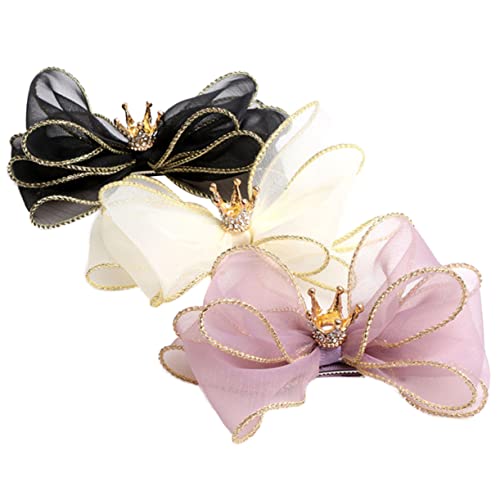 Healeved 3stücke Teiliges Organza Haarnadeln Mit Schleife Und Krone Für Junge Mädchen Kreative Haaraccessoires Für Mädchen Für Partys Und Alltag Hellgelb von Healeved