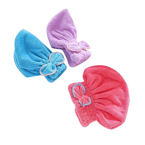 Healeved 3stücke Teiliges Ultra-absorbierender Haartrockner Für Damen Mikrofaser-dry Hair Cap Mit Bowknot Für Schnelles Trocknen Duschen Spa Oder Wellness Zufällige Farben von Healeved