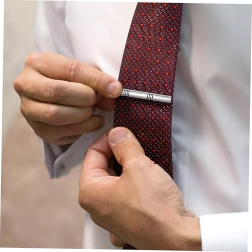 Healeved 4 Kupfer Krawattenklammer Set Herren Federmechanismus Rutschfester Halt Komfortable Eleganter Metallclip für Business Hochzeit Party Klassisch Silberfarben von Healeved