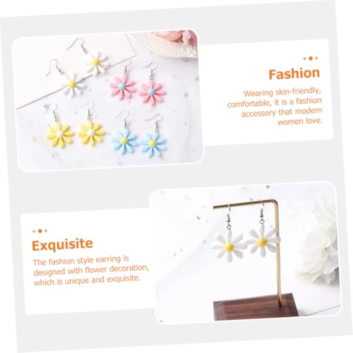 Healeved 4 Paare Candy-farbige Blüten Ohrhänger Leichtes Harz Baumeln Damen Ohrschmuck Geschenkidee Komfortabel Tragbar Mädchen Schmuck von Healeved