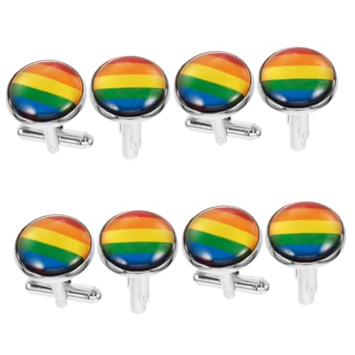 Healeved 4 Paare Regenbogen-Manschettenknöpfe Arm Männer ihn Smoking Ärmel Anzug Schmuck Manschettenlinks Manschettenknöpfe herren Anzug Manschettenknöpfe Zinklegierung von Healeved