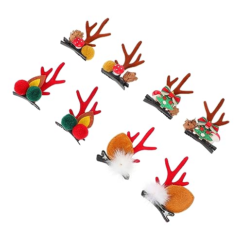 Healeved 4 Paare Rentier Geweih Haarspangen Weihnachts Haarclips Festlicher Haarschmuck für Frauen Mädchen Party Weihnachten von Healeved