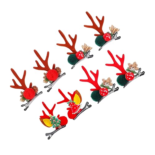 Healeved 4 Paare Rentiergeweih Haarspangen Set Festliche Weihnachts Haarschmuck für Mädchen Langlebig und Sicher Bunte Antler Clips für Party für Weihnachtsfeier und von Healeved