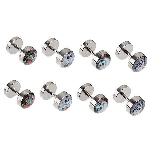 Healeved 4 Paare Stylische Ohrstecker Herren Skull Ohrschmuck Muster Modisch Kreative Ohrstecker Unisex Schmuck für Alltag und Party von Healeved