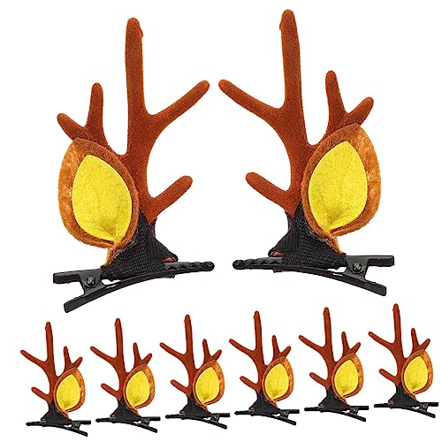 Healeved 4 Paare Weihnachts Hirschgeweih Haarspangen Cartoon Haarklammern Xmas Haarschmuck Mädchen Haarclips Festliche Dekoration für Weihnachtsfeier Cosplay von Healeved