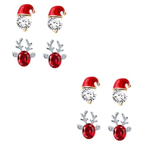Healeved 4 Paare Weihnachts Ohrringe Damen Ohrstecker Christmas Mütze Gold Rot Weihnachtsmann Geweih Schmuck Festlich Weihnachten Party Healeved 4 Paare Weihnachts Ohrringe Damen Ohrstecker Christmas Mütze Gold Rot Weihnachtsmann Geweih Schmuck Festlich Weihnachten Party von Healeved