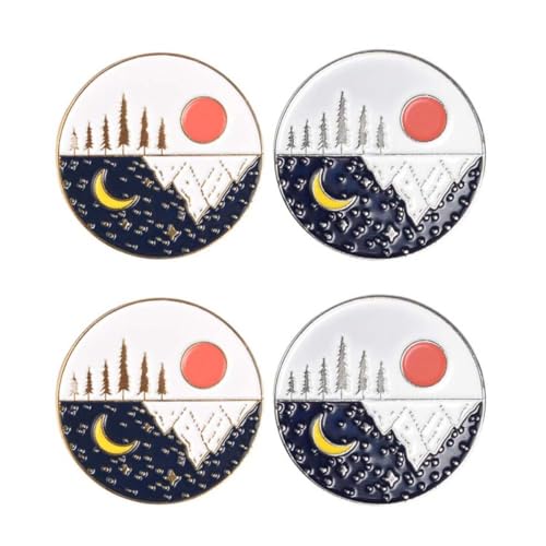 Healeved 4 STÜCKE Teiliges Sun Moon Broschen aus Hochwertiger Legierung Elegante Anstecknadeln für Mädchen und Damen Stilvolle Kleidung Dekoration Modische Brustnadeln für Alltag und von Healeved