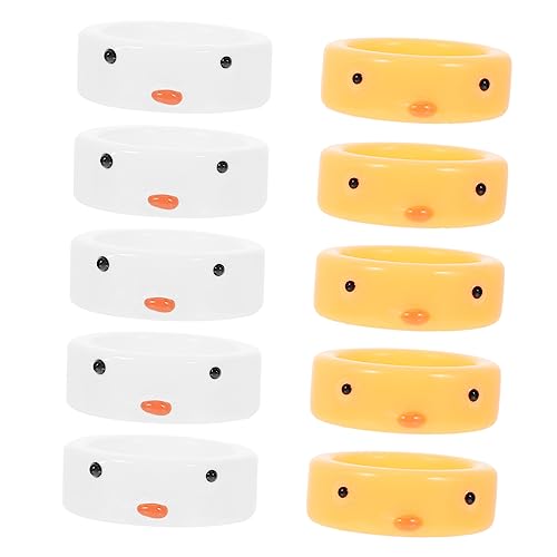 Healeved 4 Sätze Dekorative Finger Ringe Für Frauen Lustige Kleine Hühner Gelbe Weiße Ringe Einzigartige Schmuckstücke Für Stilvolle Handdekoration 10 Stück * 4 von Healeved