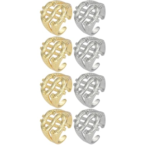 Healeved 4 Sätze Hip Hop Geldsymbol Ringe Für Männer Offene Finger Ringe Stylisches Schmuckstück Für Jede Gelegenheit 2 Stück * 4 von Healeved