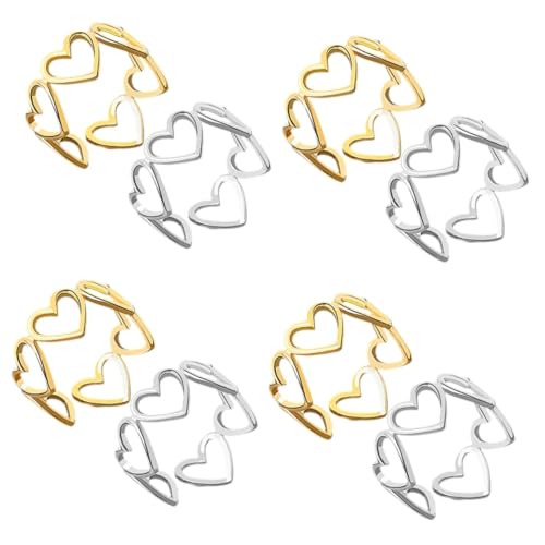 Healeved 4 Sätze Liebe Offener Ring Ringe Frauen Herz Ring Kupfer 2 Stück * 4 von Healeved