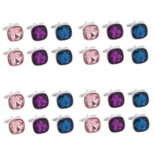 Healeved 4 Sätze Manschettenknöpfe Mit Glasdiamanten Hochzeitskrawattenklammern Für Männer Bräutigam Herrenaccessoires Schmuck Vateranzugknöpfe Für Männer Schwarze 3 Paare * 4 von Healeved