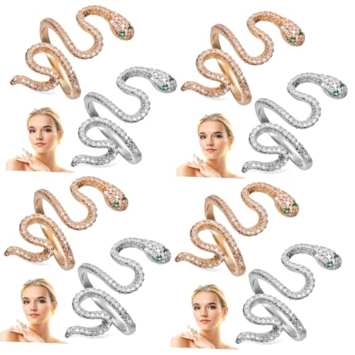 Healeved 4 Sätze Schlangenring Für Teenager Silber Mädchen Schmuck Tierringe Schlangenring Damen Schlangenring Für Schlangenförmiger Zwei Schlangenringe 2 Stücke * 4 von Healeved