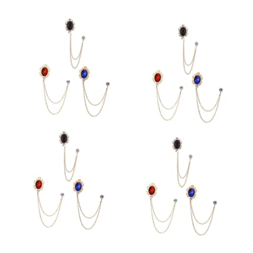 Healeved 4 Sätze Teiliges Broschen Mit Edelsteinen Ketten Design Für Herren Stilvolle Anstecknadeln Für Anzüge Krawatten Vatertag Für Besondere Anlässe 3 Stück * 4 von Healeved