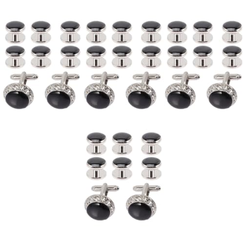 Healeved 4 Sätze Teiliges Herren Manschettenknöpfe Hochwertigem Emaille Mit Strass Für Anzüge Für Hochzeiten Geburtstage Und Besondere Anlässe 8 Stück * 4 von Healeved