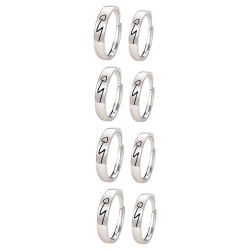 Healeved 4 Sätze Teiliges Ring Verstellbare Herz Ringe Für Open Rings Für Damen Herren Romantisches Valentinstagsgeschenk Hochzeitsschmuck Für Besondere Anlässe 2 Stück * 4 von Healeved