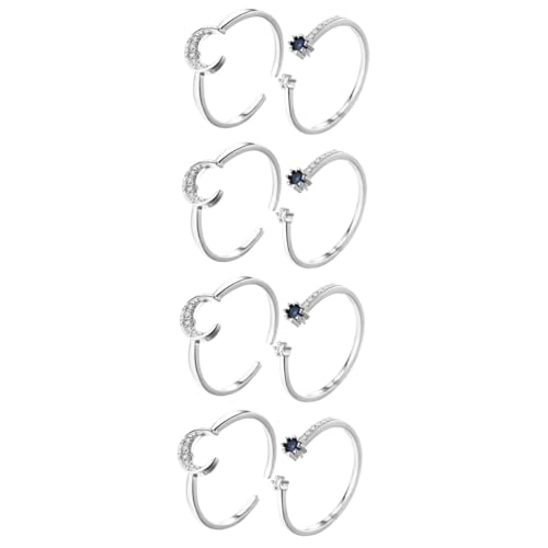 Healeved 4 Sätze Teiliges Verstellbarer Offener Ring Für Frauen Aesthetic Schmuck Mit Blauem Zirkonia Modischer Fingerring Für Geburtstagsgeschenk Festival Hochzeit 2 Stücke * 4 von Healeved
