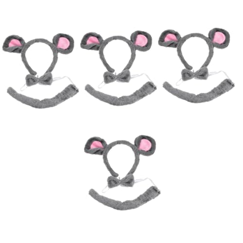 Healeved 4 Sätze Tierkostüm Set Teiliges Set mit Haarreifen und Fliege für Cosplay und Tierpartys für Karneval Halloween und Geburtstagsfeiern von Healeved