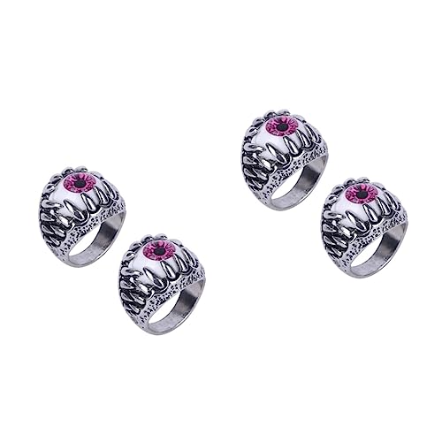 Healeved 4 Stck. Dämonenauge Drachenring Auges böser Teufelsring böses Auge Kerl Leute gotisch klingeln Augapfel rot von Healeved