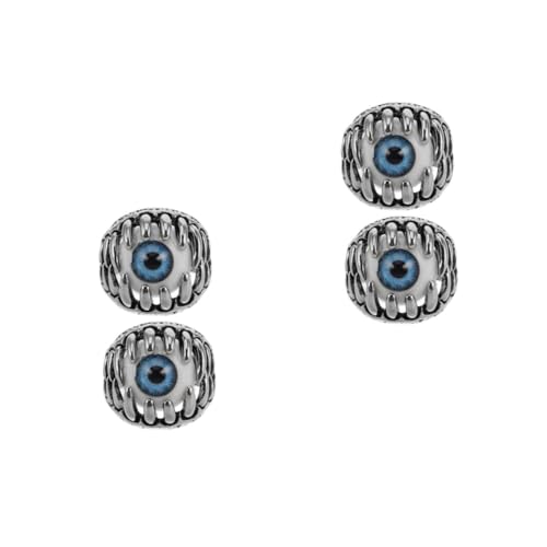 Healeved 4 Stck. Herren Skull Eyeball Ring Premium Poliert Kratzfest Gothic Biker Schmuck Blauer Teufelsauge Ring für Halloween Party und von Healeved
