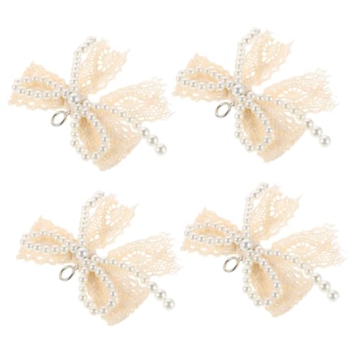 Healeved 4 Stück Abnehmbare Perlenschleifen Schuhanhänger mit Spitze Vielseitige Schuh Schlüsselanhänger für Sneaker Damenschuhe und Taschen Modische Schmuckclips für Reise und Alltag von Healeved