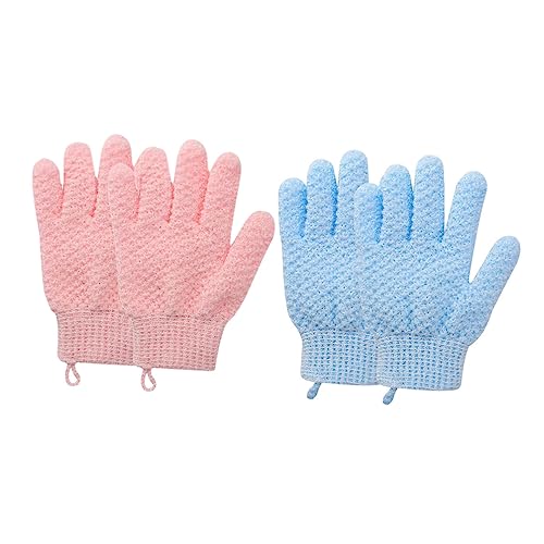 Healeved 4 Stück Bade-peeling-handschuhe Gesicht Tücher Netz Schrubben Entfernung Reinigungsmittel Entferner Badehandtuch Duschhandschuh Badeschrubber Fäustling Badetuch Polyester von Healeved