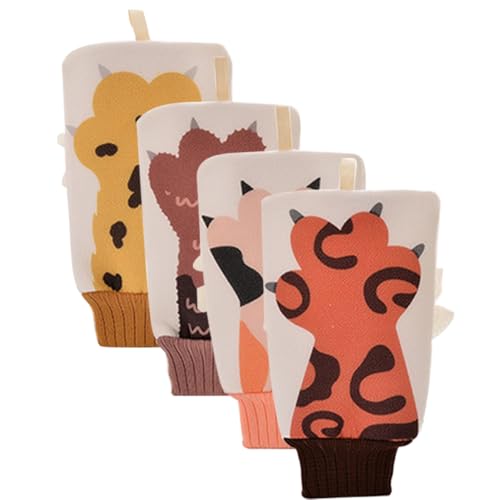 Healeved 4stücke Teiliges Body Scrub Mitt Tiefenpeeling Handschuh Für Sanfte Körperpflege Ergonomisches Design Mit Niedlichem Tiermuster Für Junge Mädchen Und Erwachsene von Healeved