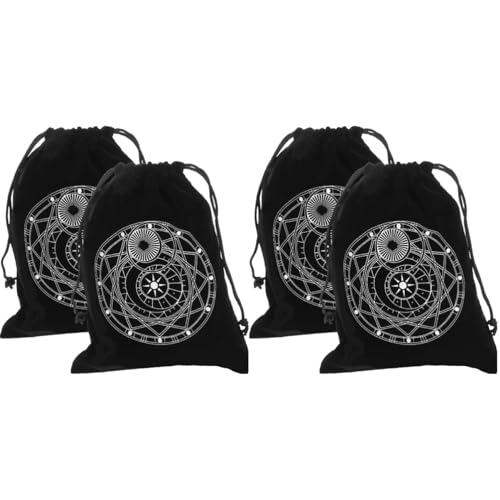 Healeved 4 Stück Tasche Mit Kordelzug Satin Tasche Für Partygeschenke Orakelkartentaschen Tarot-Tasche Hof Würfel Stofftasche Für Tarotkarten Deck-Organizer Handtasche Schmuck Flanell von Healeved