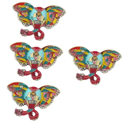 Healeved 4 Stück Brosche mit Emaille und Strass Retro Tier Anstecknadel für Damen Modisches Bekleidungszubehör Perfektes für Elefantenliebhaber zu Weihnachten oder Valentinstag von Healeved